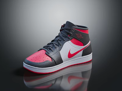 High Top Black Red White Sneakers With Stylish Design And Comfortable Fit For Daily Wear 3d model