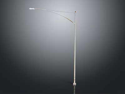 Modern Outdoor Street Lamp With Curved Metal Arm And Sleek Pole Design 3d model