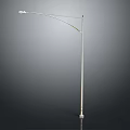 Modern Outdoor Street Lamp With Curved Metal Arm And Sleek Pole Design