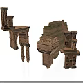 Classical Architectural Ruins Fragments Featuring Stone Arches Columns And Walls