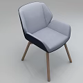 Modern Two Tone Gray Navy Upholstered Leisure Chair With Curved Back And Wooden Legs