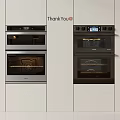 Sleek Modern Kitchen Interior With Built in Ovens White Cabinets And Digital Displays
