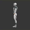Game and Movie Character in Futuristic White and Blue Armor Design Standing Pose