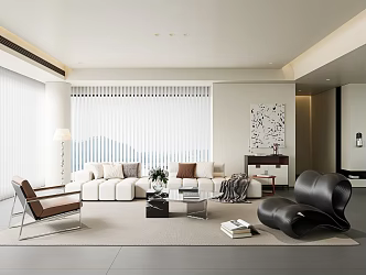 Modern Living Room Sofa Coffee Table Combination Fabric Multi-person Sofa Acrylic Coffee Table Leisure Chair Floor Lamp Fantasy Curtain Entrance Cabinet Sideboard Decorative Painting Decoration 3d model