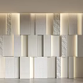 Modern Textured Background Wall with Light Colored Panels and Various Surface Patterns in Contemporary Design