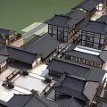 Ancient Architecture With Traditional Black Tiled Roofs Wooden Structures And Symmetrical Courtyard Layout