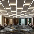 Spacious Conference Room With Long Table White Chairs Modern Ceiling Design And Windows