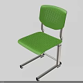 Modern Green Perforated Plastic Single Chair With Metal Frame And Wheels