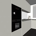 Modern Kitchen Interior With Built In Black Oven Microwave And White Cabinets 3d model