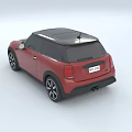 Red Compact Car With Black Stripes Front Design Featuring Headlights And Grille 3d model