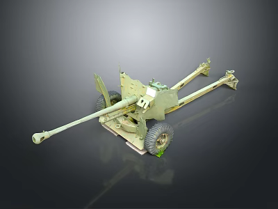 Vintage Military Artillery Field Gun With Wheeled Carriage Long Barrel And Metallic Structure 3d model