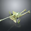 Vintage Military Artillery Field Gun With Wheeled Carriage Long Barrel And Metallic Structure