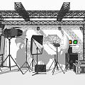 Professional Commercial Studio Equipment with Metal Truss Photography Lights Softboxes Tripods Control Panels and Cases