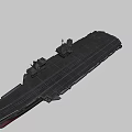 Modern Naval Warship With Gray Hull Red Bottom And Upper Deck Structures