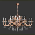 Elegant Copper Chandelier Lighting Set With Crystal Pendants And Multiple Candle Lights