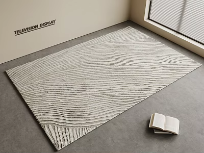 Square Rug With Wavy Stripe Pattern Light Gray And White Soft Texture For Living Room 3d model