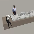 Modern Company Reception Area Bar Reception Desk 3d model