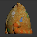 Orange Cat Shaped Decorative Figurine With Colorful Dots For Home Ornament