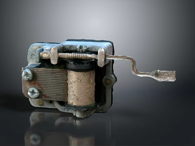 Vintage Metal Electrical Component With Coil Screws And Metal Rod Structure 3d model