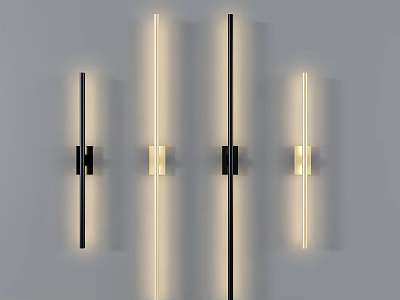 Modern Luxury Wall Lamps Slim Linear Design With Black And Gold Finish 3d model