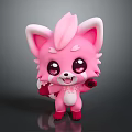 Cute Pink Fluffy Cartoon Game Movie Character With Big Eyes White Ears And Decorative Chest