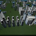 Aerial View of Modern Industrial Factory with Cooling Towers Chimneys and Multiple Buildings