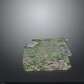 3D Aerial Terrain Model With Green Fields White Structures And Colored Plots