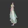 Traditional Style Dresses Two Pieces Blue White Green White With Elegant Sleeves And Floral Patterns