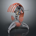 Mechanical Creature With Red Armor And Mechanical Legs In Sci Fi 3d model