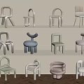 Leisure Chairs in Various Modern Designs and Different Colors Display on Shelves