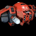 Red Smart Machine with Mechanical Arms Propulsion Units Number 12 Marking and Black Accents