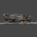 Dismantled Car Wreckage With Scattered Rusted Metal Parts On Ground