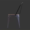 Modern Metal Frame Dining Chair With Natural Wood Seat And Simple Design