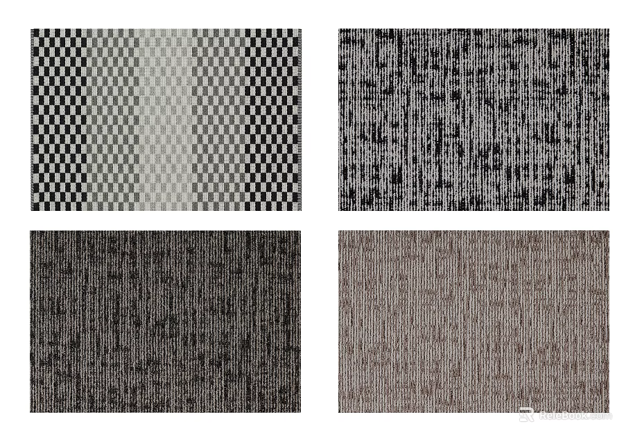 Square Rugs With Various Checkerboard And Textured Patterns For Home Decor 3d model