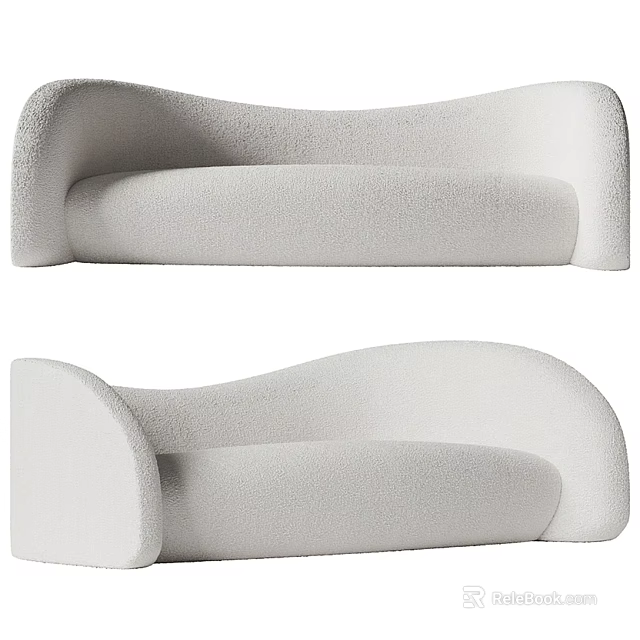 Elegant Modern White Sectional Sofa With Curved Design And Soft Fabric 3d model 