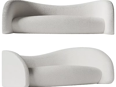 Elegant Modern White Sectional Sofa With Curved Design And Soft Fabric 3d model