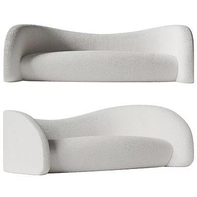 Elegant Modern White Sectional Sofa With Curved Design And Soft Fabric 3d model