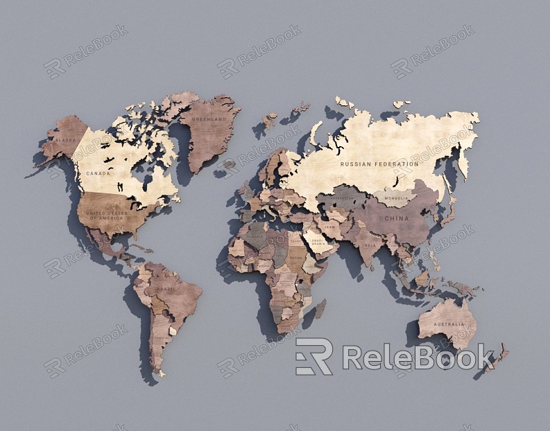 Modern Map Wooden Decoration Map model