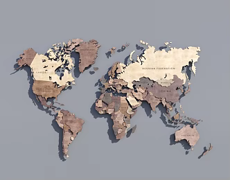 Modern Map Wooden Decoration Map 3d model