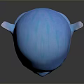 Game Movie Character Head Model With Blue Skin Pointed Pink Inner Ears And Facial Texture
