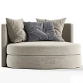 Round Single Sofa With Light Beige Upholstery And Dark Gray Throw Pillows 3d model