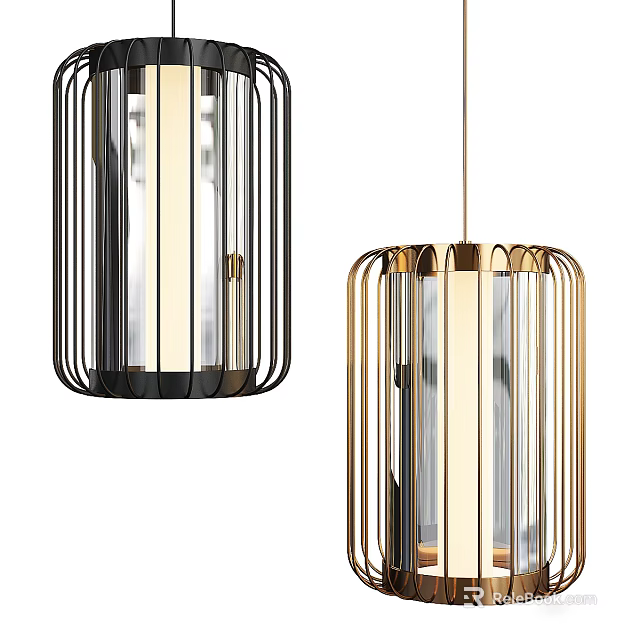 Modern Chandelier Design With Sleek Metal Frame Glass Elements Black And Gold Finish 3d model 