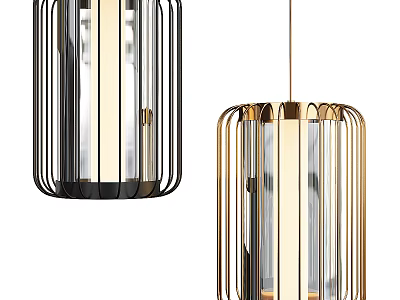 Modern Chandelier Design With Sleek Metal Frame Glass Elements Black And Gold Finish 3d model