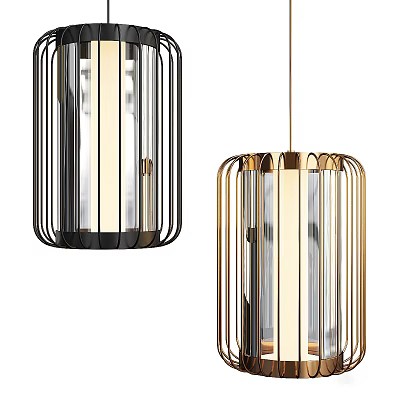 Modern Chandelier Design With Sleek Metal Frame Glass Elements Black And Gold Finish 3d model