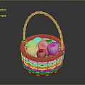 Orange Woven Storage Basket With Fresh White Apples For Daily Use