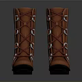 Stylish Orange Leather Boots With Laced Design Metal Buckles And Non Slip Sole