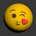 Cute Yellow Winking Emoji Decorative Ornament Set with Red Heart Accent
