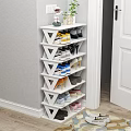 White Triangular Multi Layer Corner Shoe Rack For Various Shoes Storage 3d model