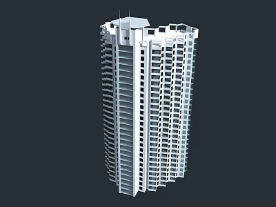 Modern High Rise Residential Building with Multiple Floors and Large Windows 3d model