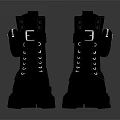 Black Lace Up Boots With Platform Sole And Metal Buckles Fashionable Design